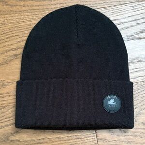 Pajar Black Ribbed Cuff Beanie with Logo Patch